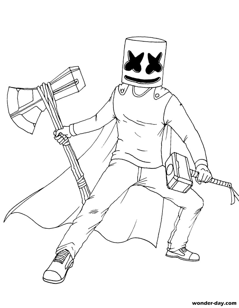 Fortnite Marshmello Characters Coloring Pages