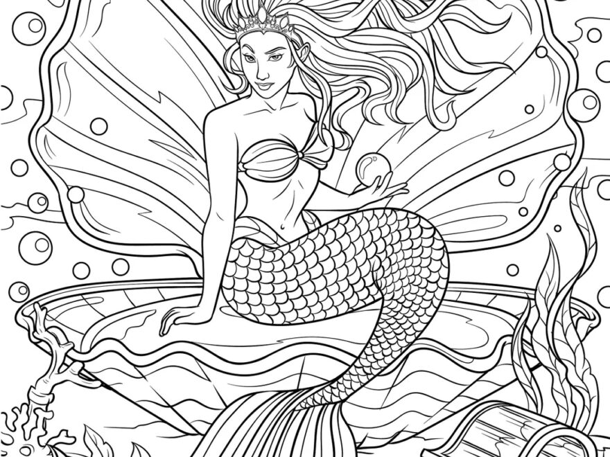 Mermaid Coloring Page For Adults Etsy