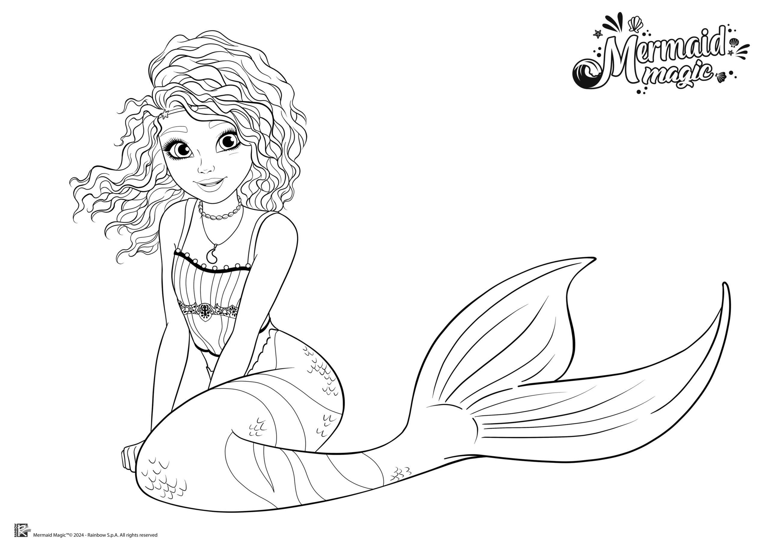 Mermaid Cartoon Coloring Pages