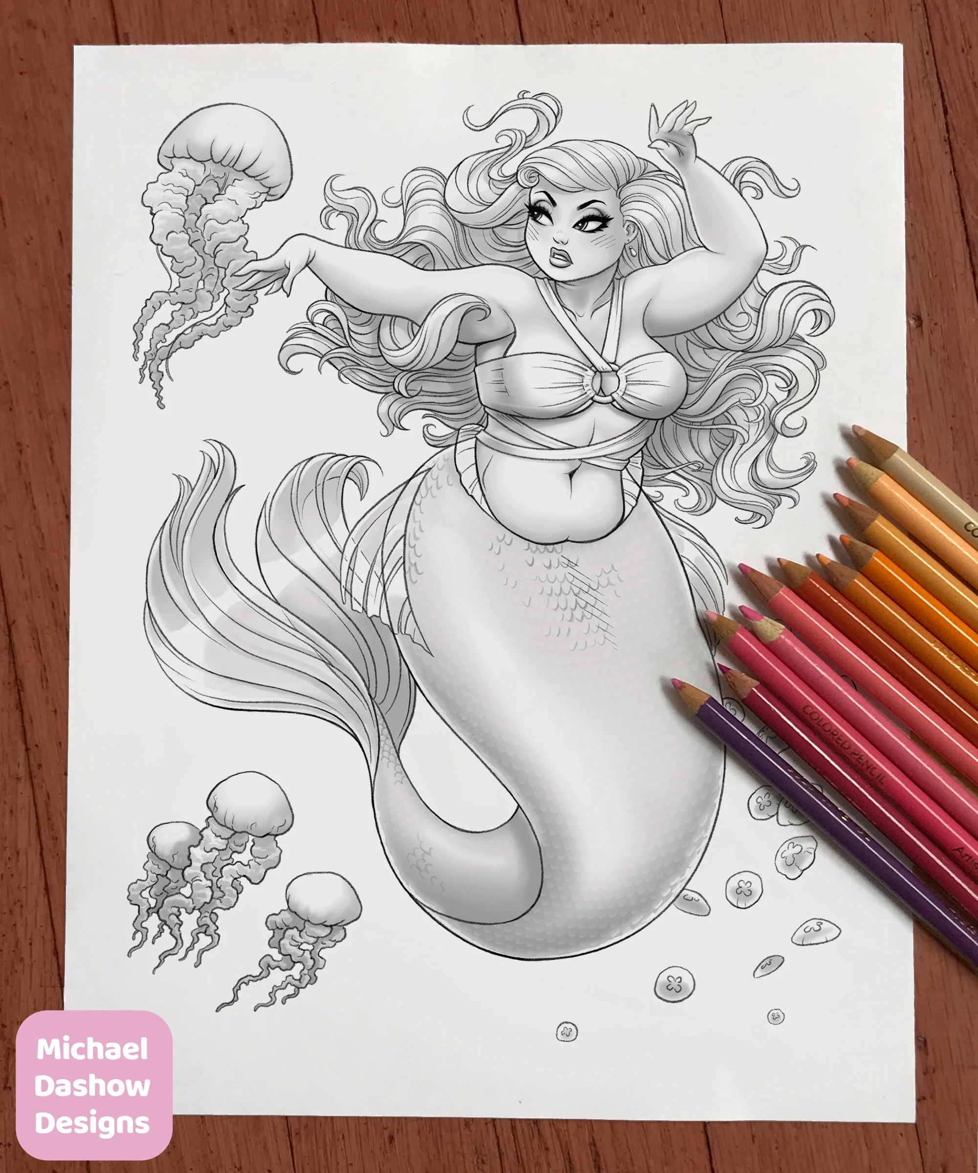 Fat Mermaid Coloring Pages