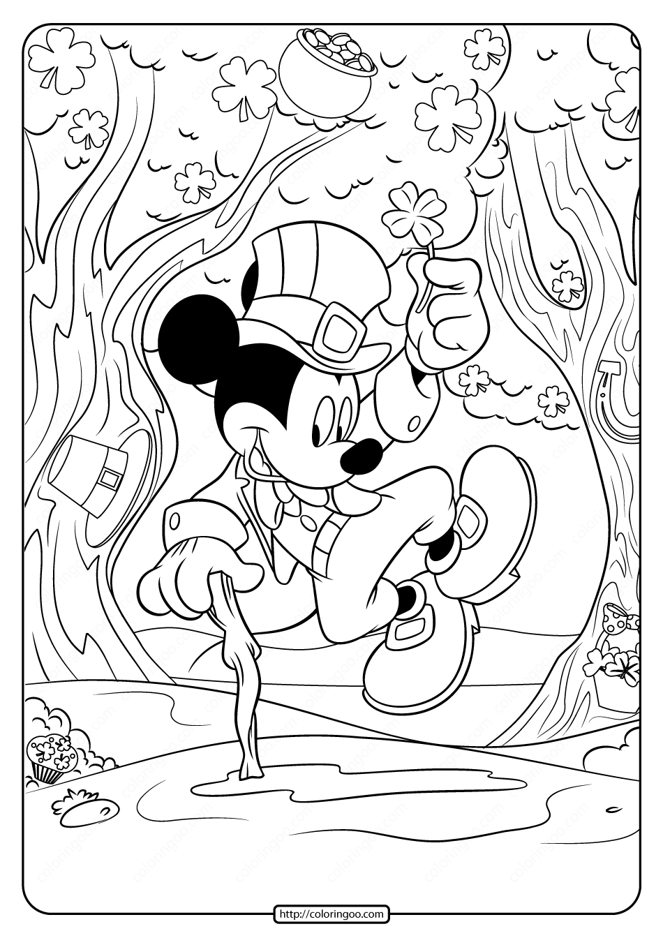 Mickey Mouse St Patrick s Day Coloring Page