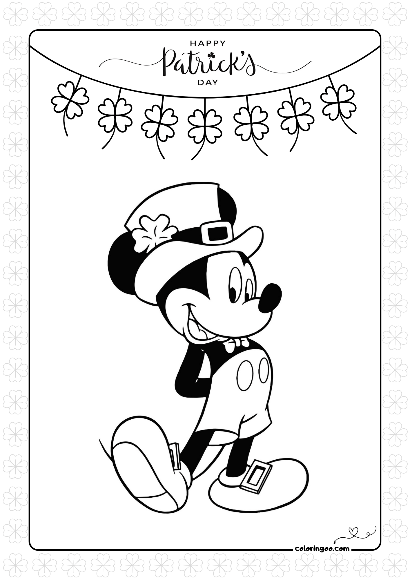Mickey Mouse St Patrick s Day Colouring