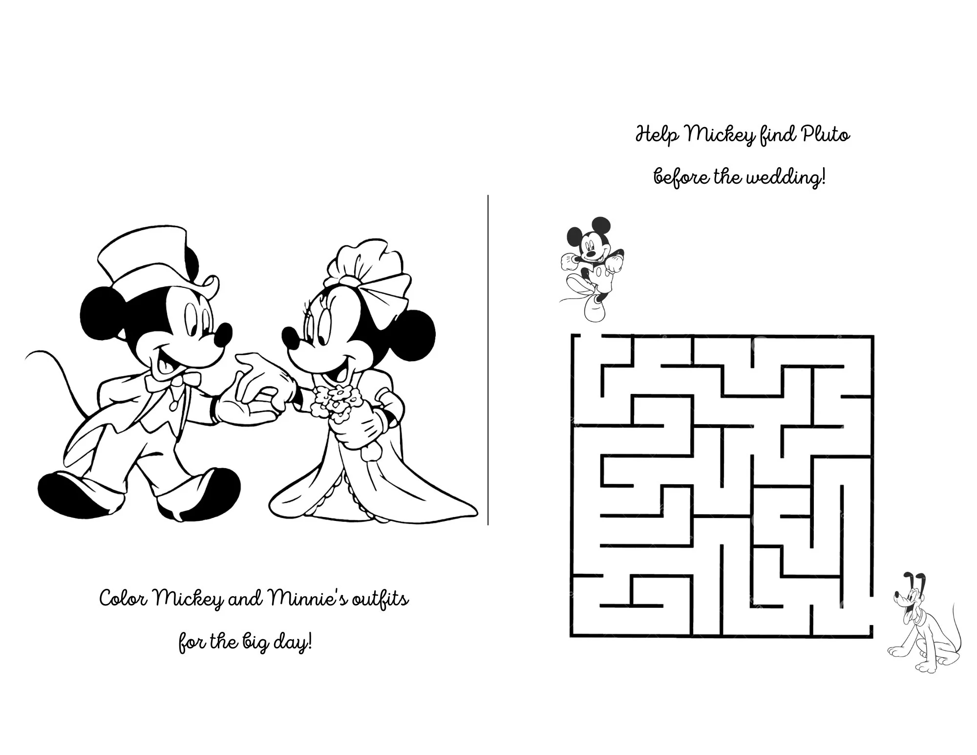 Mickey Mouse Wedding Activity Book For Kids Wedding Coloring Book Printable PDF Coloring Book Mickey And Friends Printable Etsy