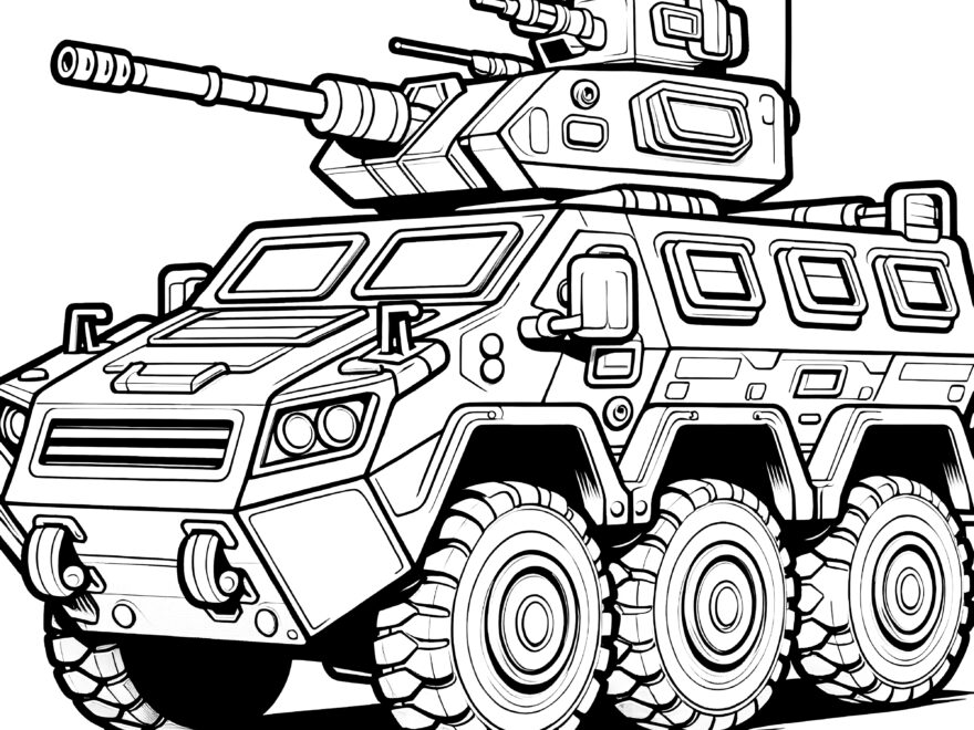 Mighty Tank Vehicle Coloring Template Available For Free Download