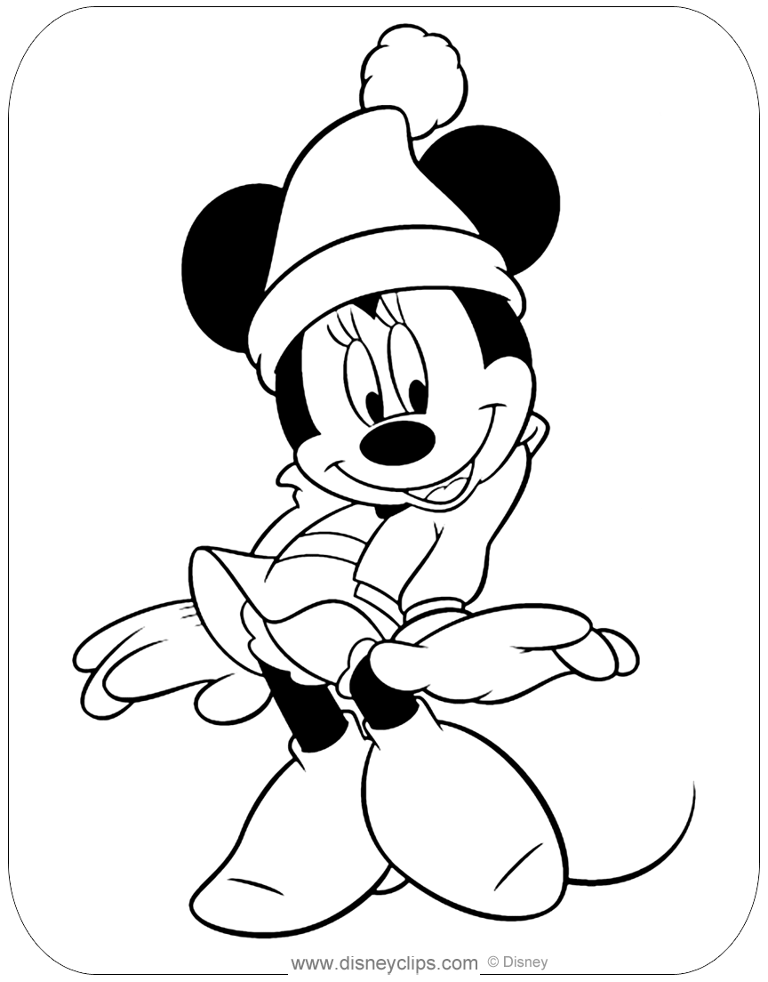 Minnie Mouse Fall Winter Coloring Pages Disneyclips