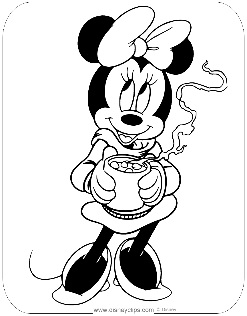 Minnie Mouse Fall Winter Coloring Pages Disneyclips