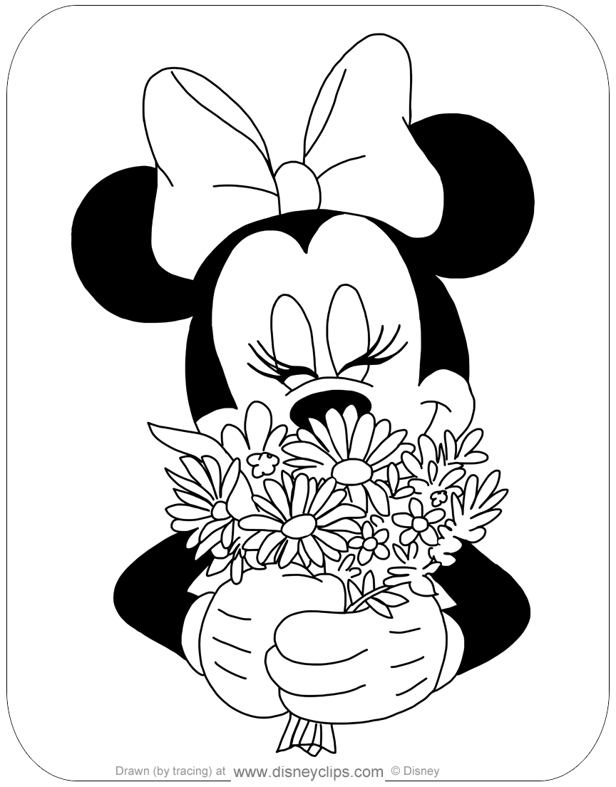 Minnie Mouse Spring Summer Coloring Pages Disneyclips