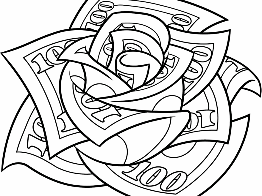 Money Rose Coloring Page Easy Drawing Guides