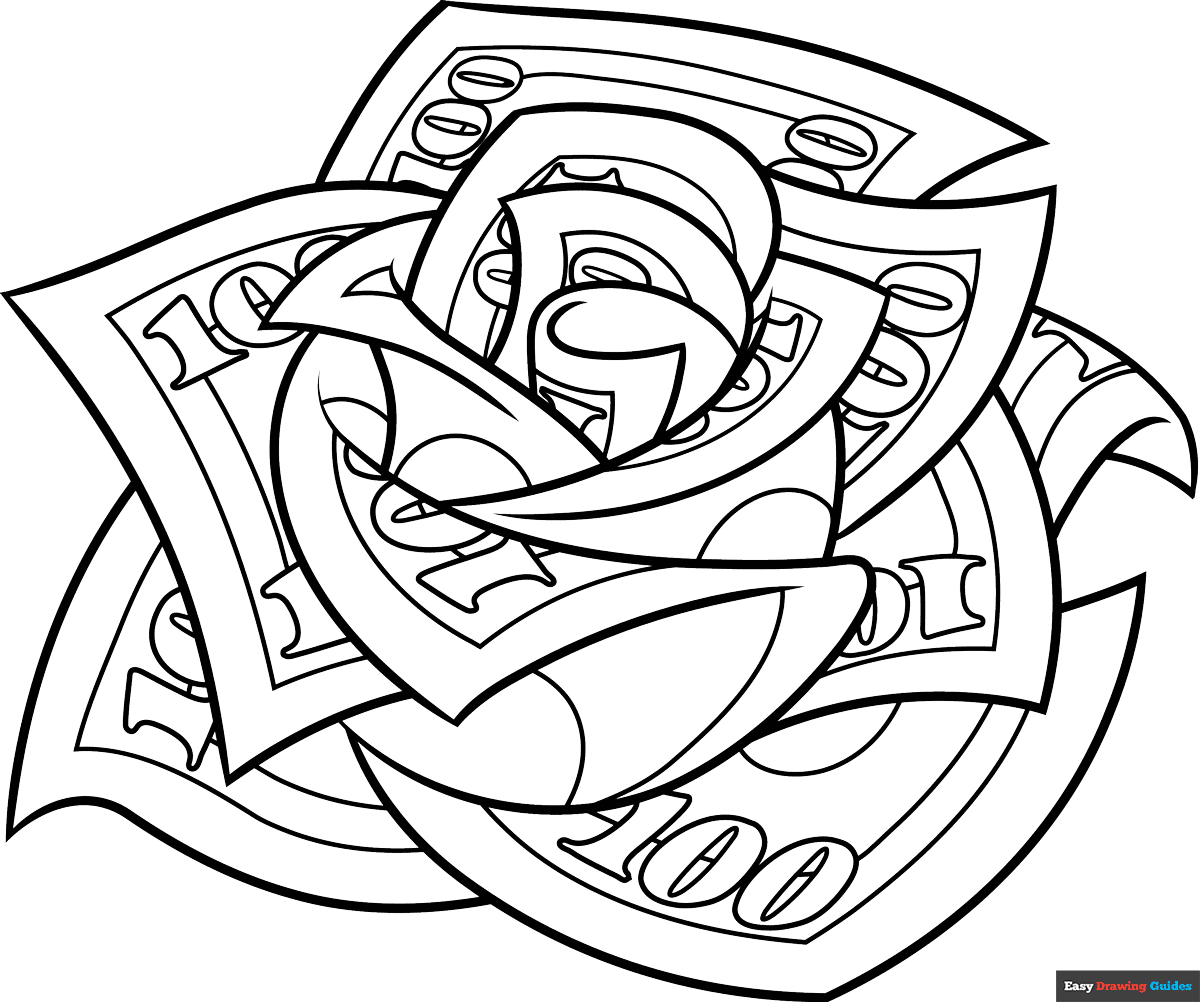 Money Rose Coloring Page Easy Drawing Guides