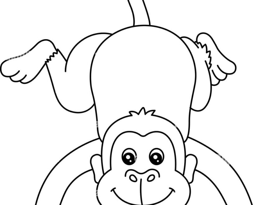 Monkey Coloring Page Isolated For Kids Stock Vector Image Art Alamy