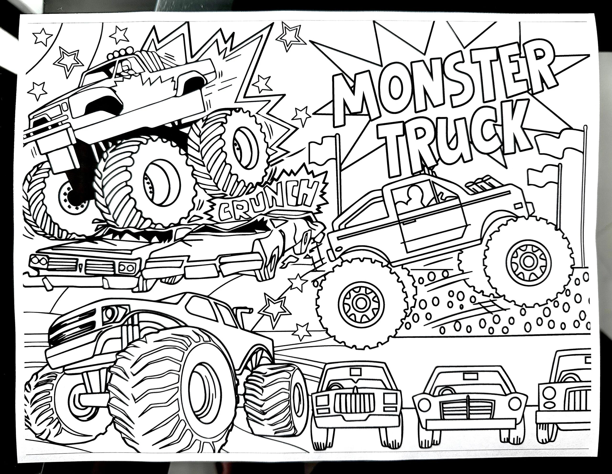 Monster Truck Color Page Coloring Page Monster Truck Monster Truck Printable Kids Coloring Page Monster Truck Activity Etsy