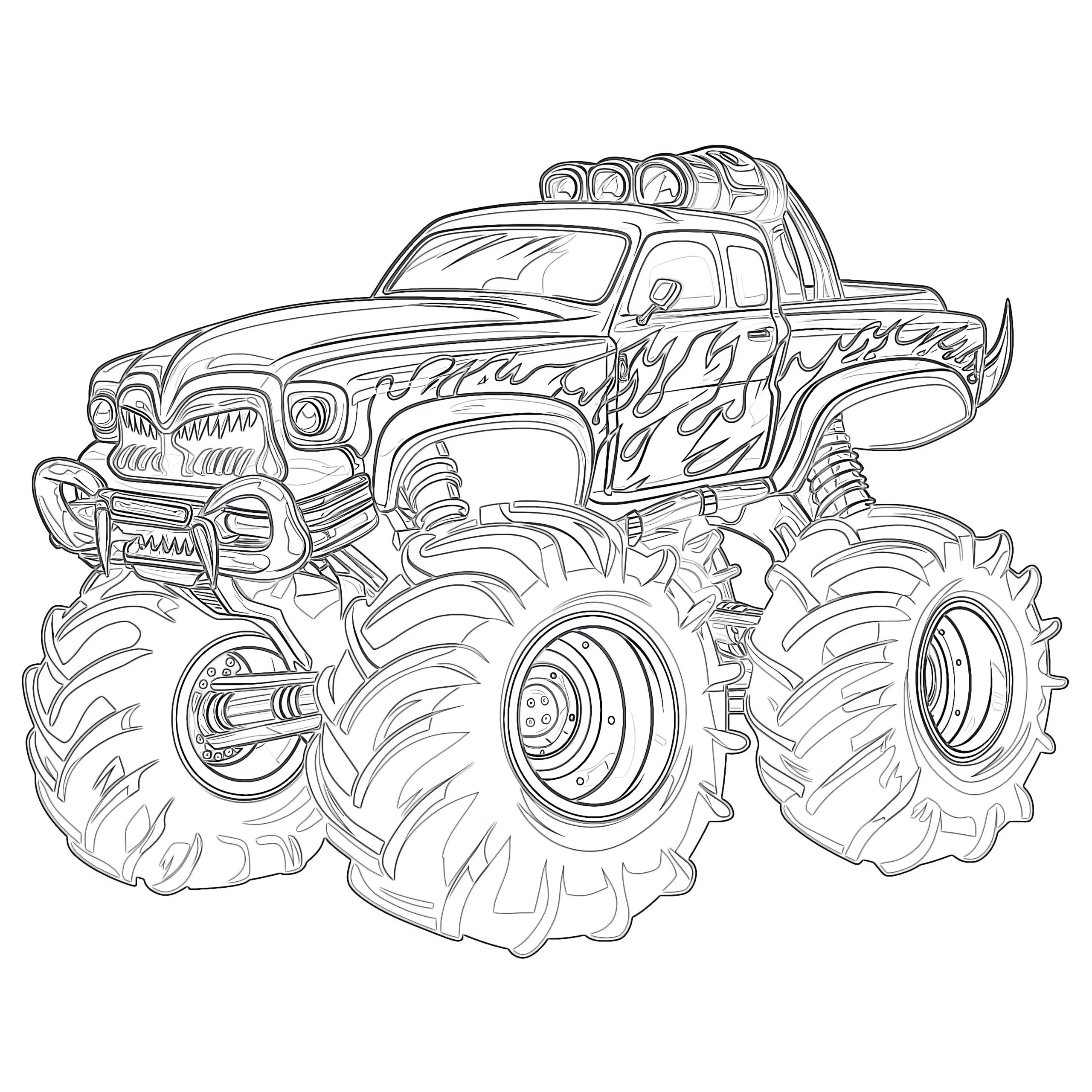 Monster Truck Coloring Page With Teeth Coloring Pages Mimi Panda