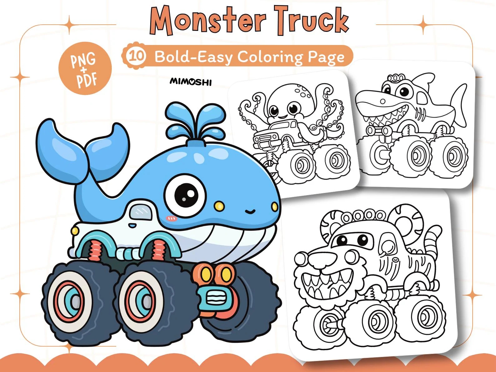 Shark Monster Truck Coloring Pages Printable