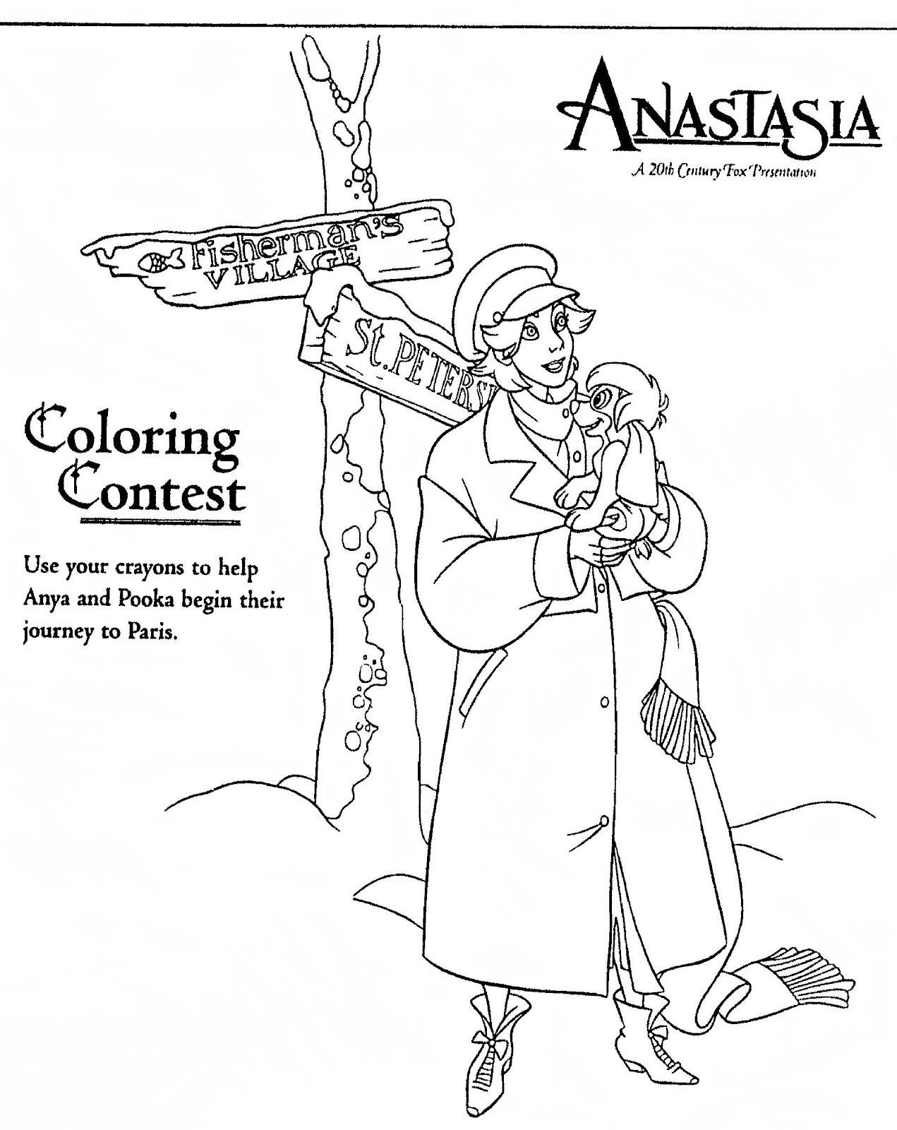 Mostly Paper Dolls ANASTASIA Movie Coloring Contests 1997