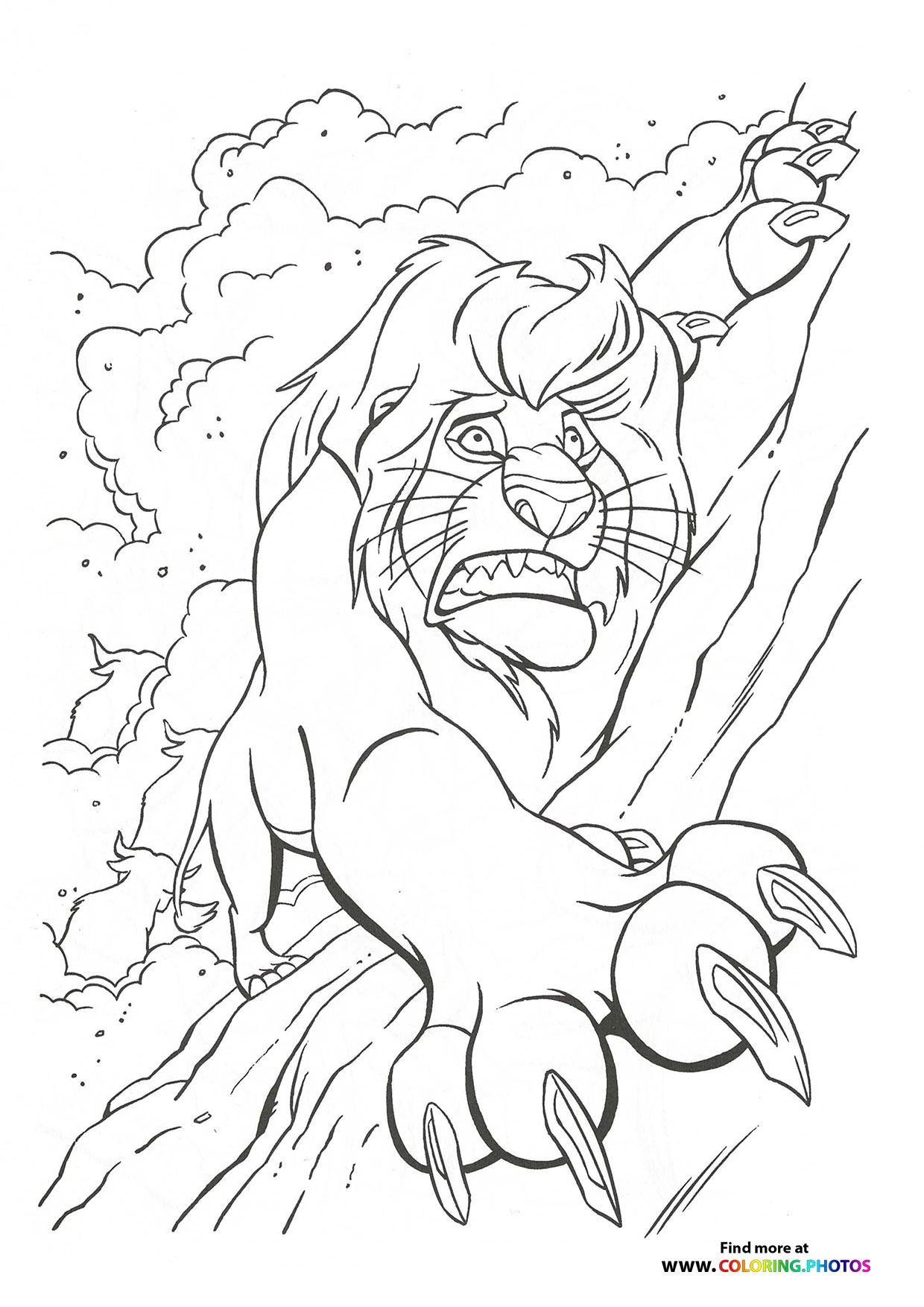 Mufasa Falling From The Mountain Coloring Pages For Kids Mufasa Falling From The Mountain Coloring Pages For Kids