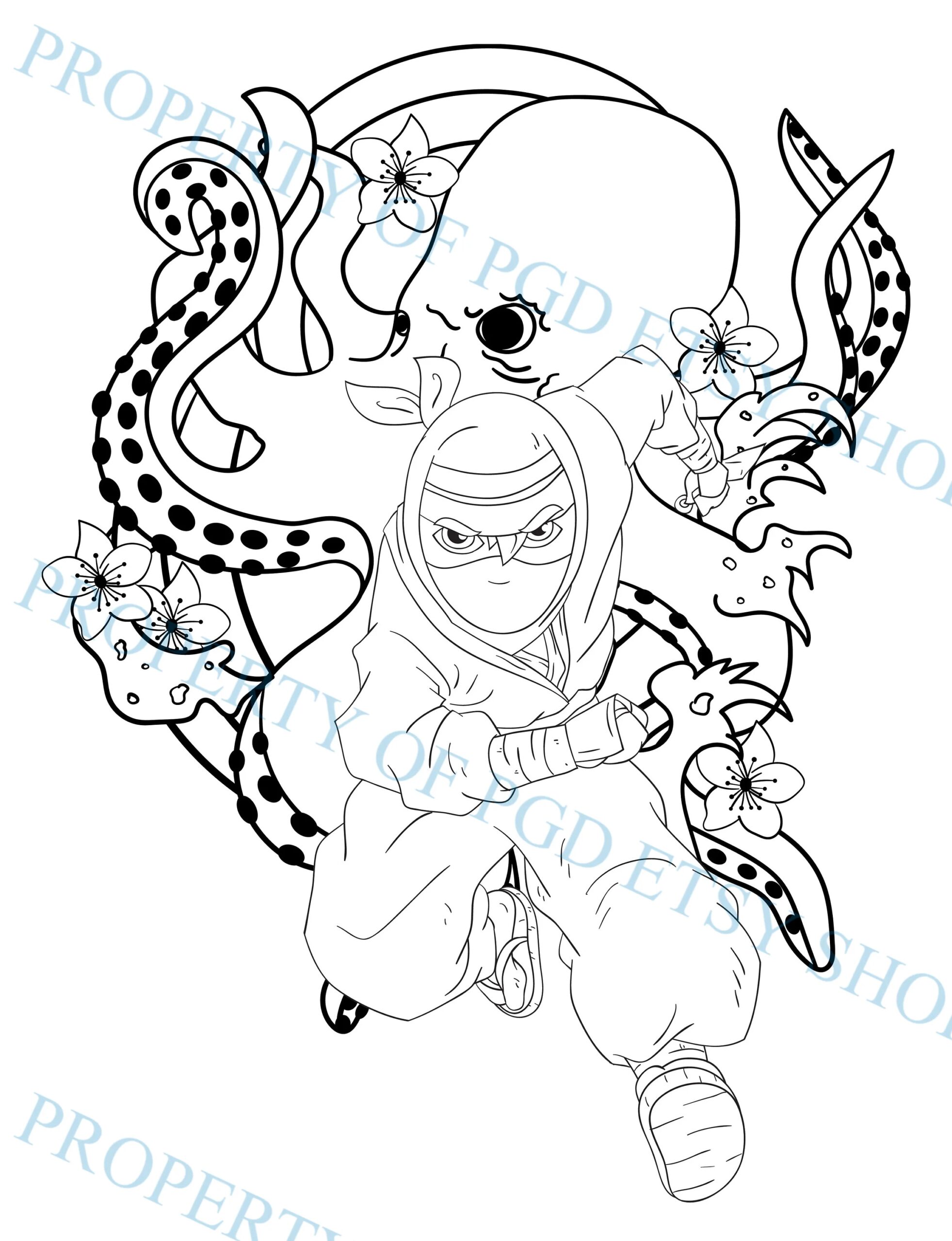 Ninja Japanese Warrior Coloring Book For Kids And Adults 8 5x11 PDF Great For Fun And Stress Relief Instant Download 24 Pages Print At Home Etsy