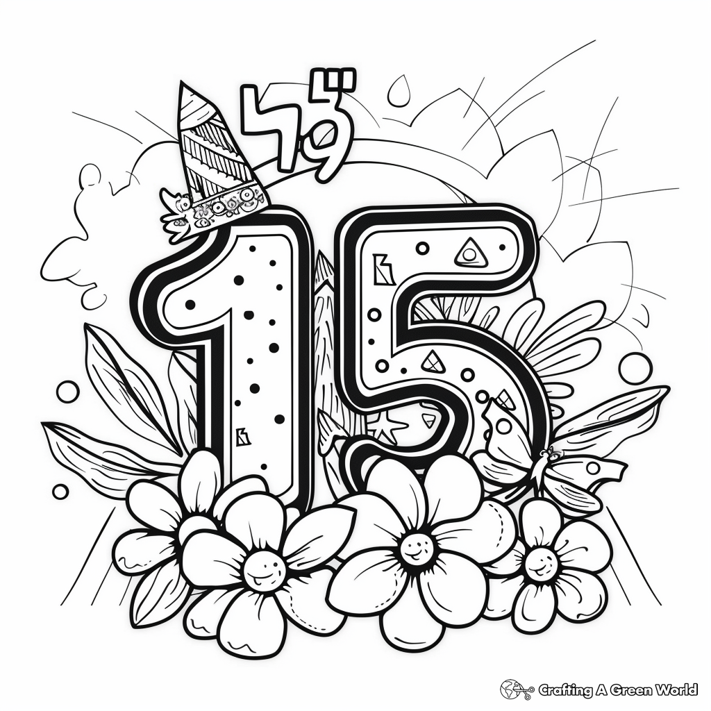 Number 15 Coloring Pages Free Printable 