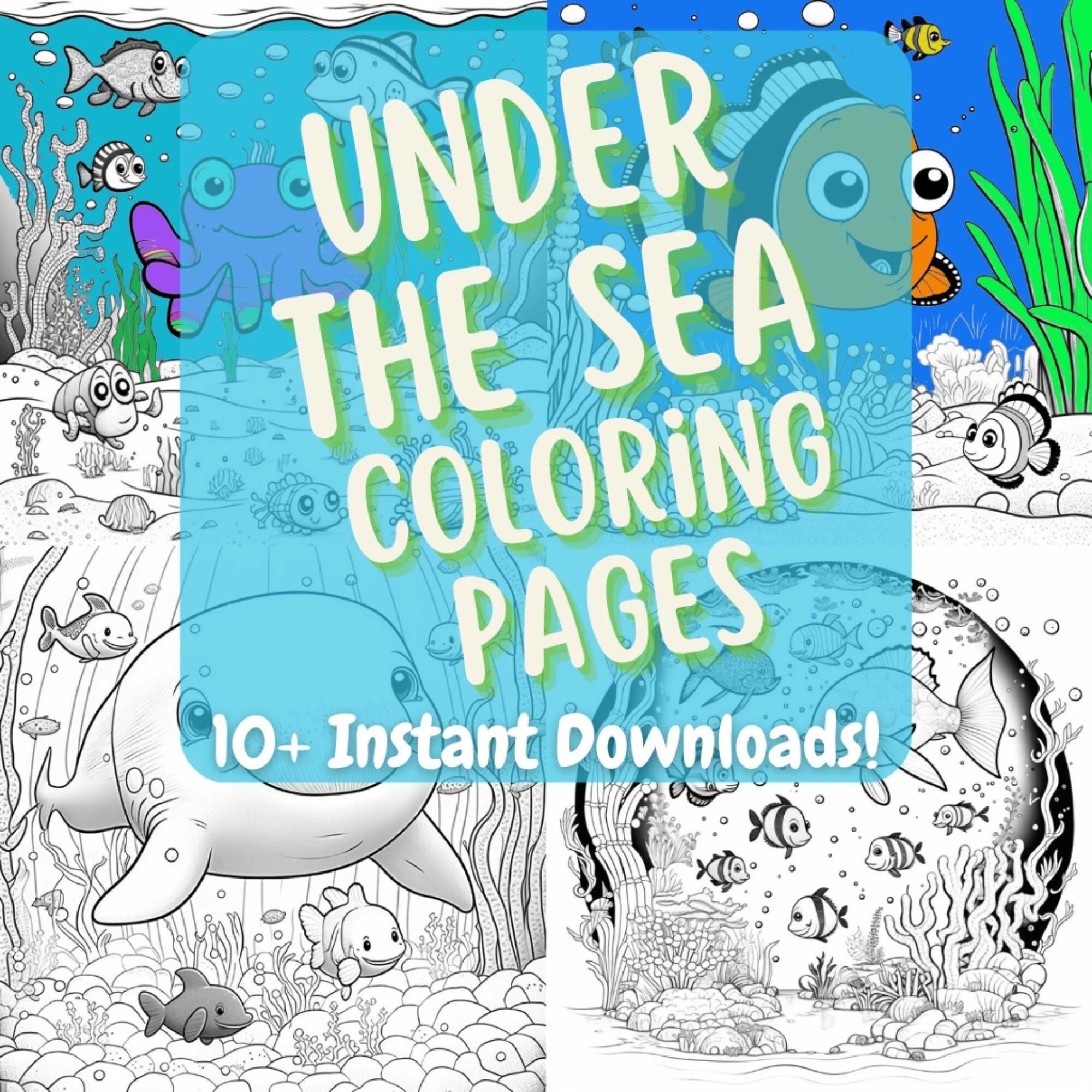 Ocean Coloring Pages 10 Under The Sea Coloring Book Pages For Kids Adults 6 Cute Animal Instant Digital Ocean Coloring Pages Printable Etsy