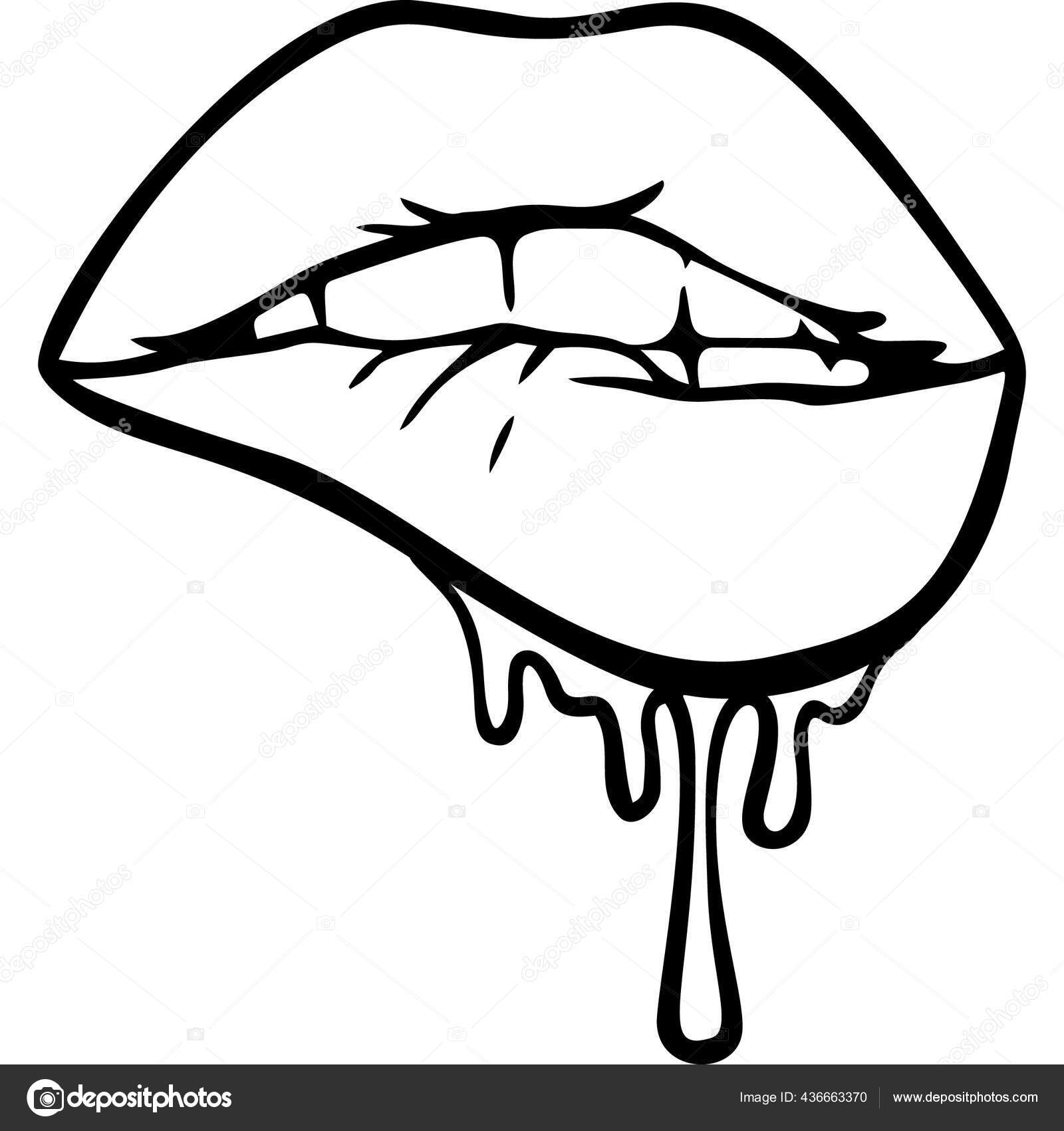 Open Mouth With Red Lips Biting Womens Mouth Vector Stock Vector By elenbushe gmail 436663370