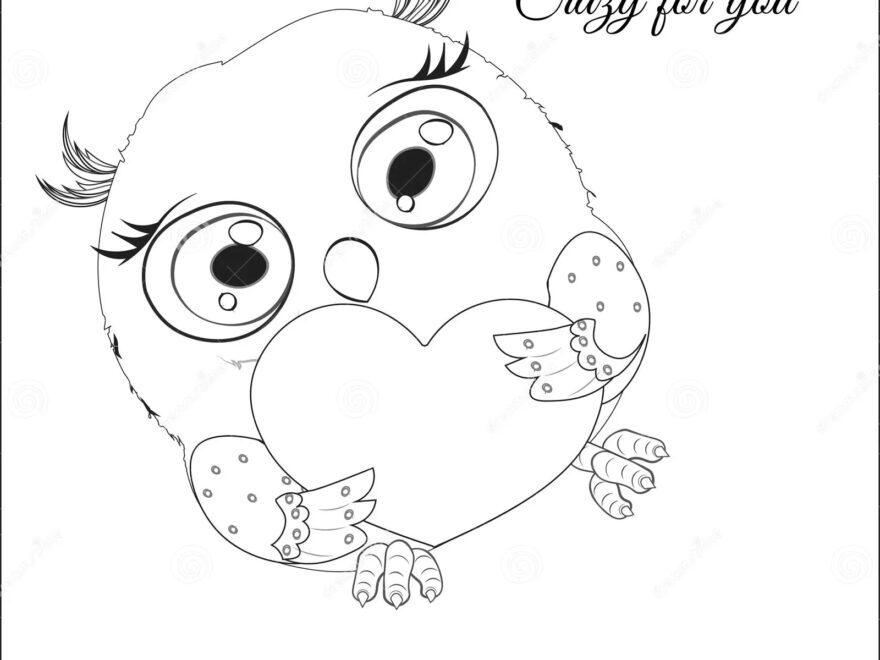 Owl With Heart Valentines Day Card Crazy For You Coloring Book Stock Vector Illustration Of Holiday Cartoon 208348488