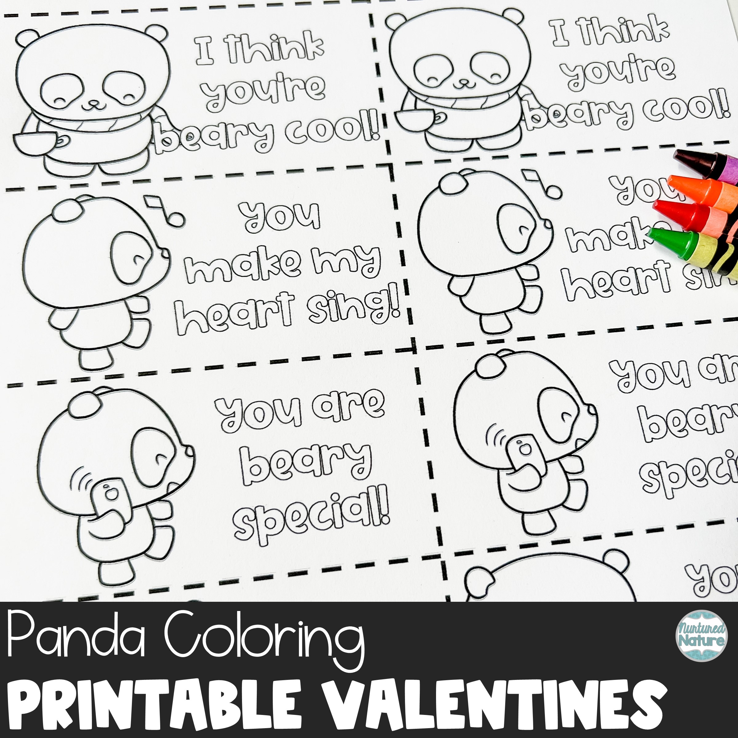 Panda Bear Coloring Valentine s Day Cards Printable Made By Teachers