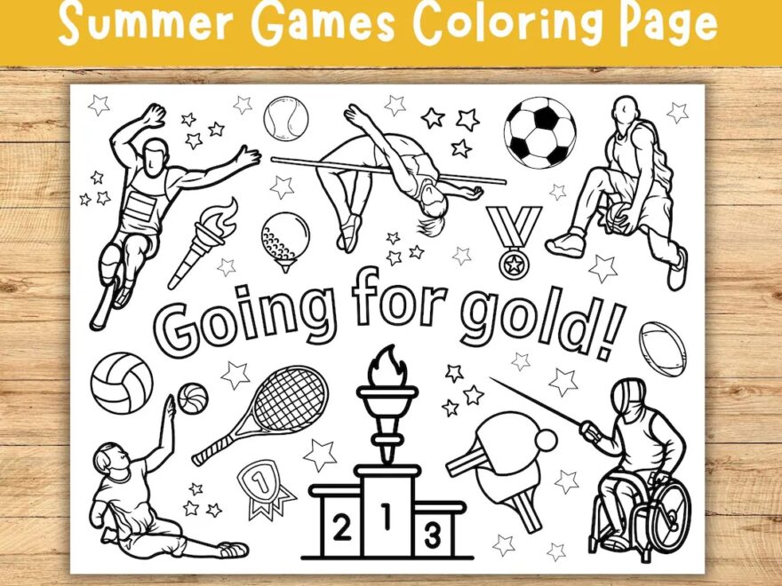 Paris Summer Games Coloring Page Athletics Placemat Sports Kids Activity Sports Printable Etsy