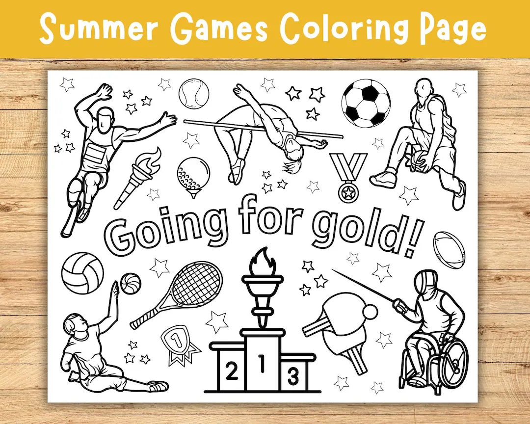 Paris Summer Games Coloring Page Athletics Placemat Sports Kids Activity Sports Printable Etsy