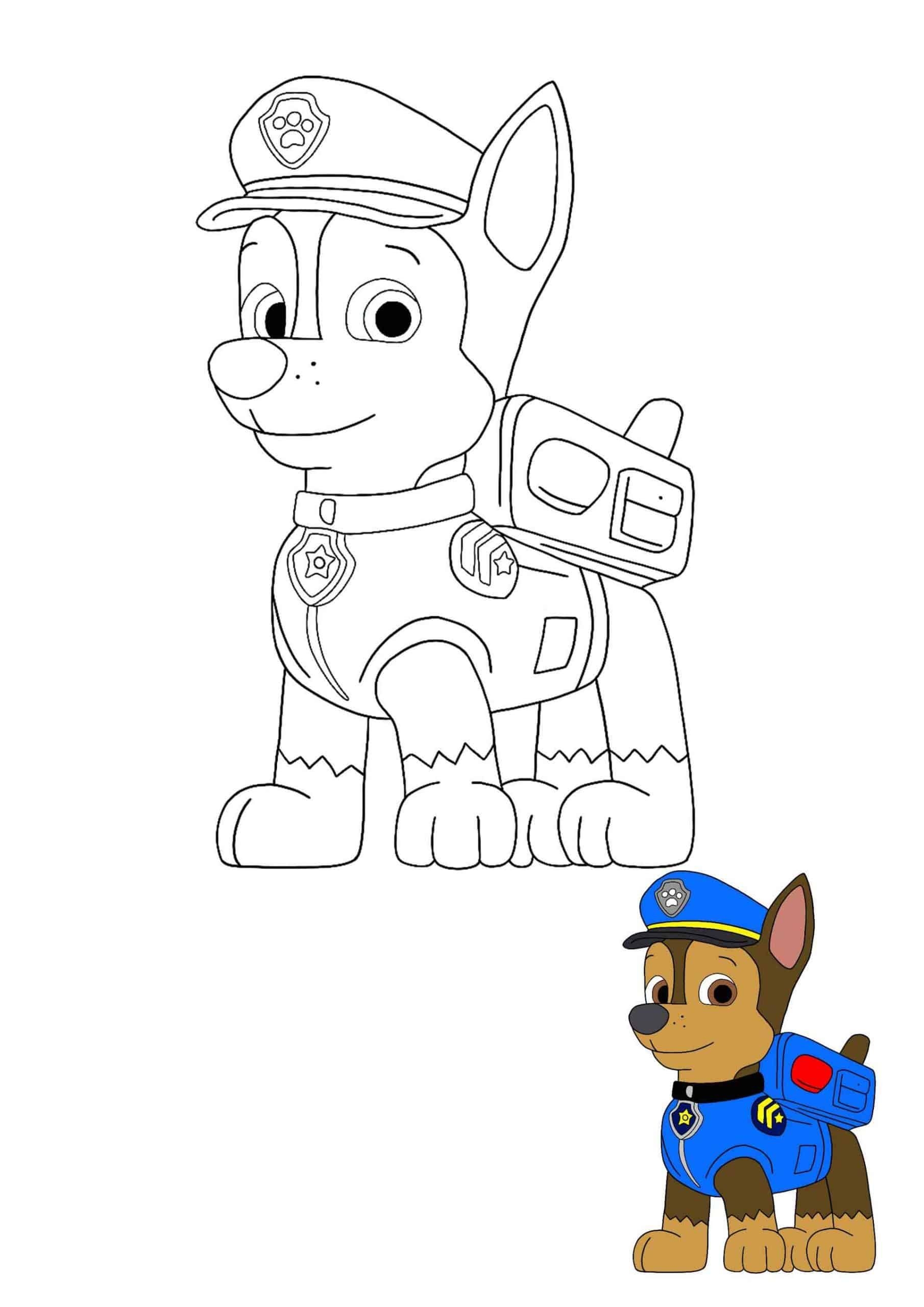 Paw Patrol Chase Coloring Pages 4 Free Printable Coloring Sheets 2021