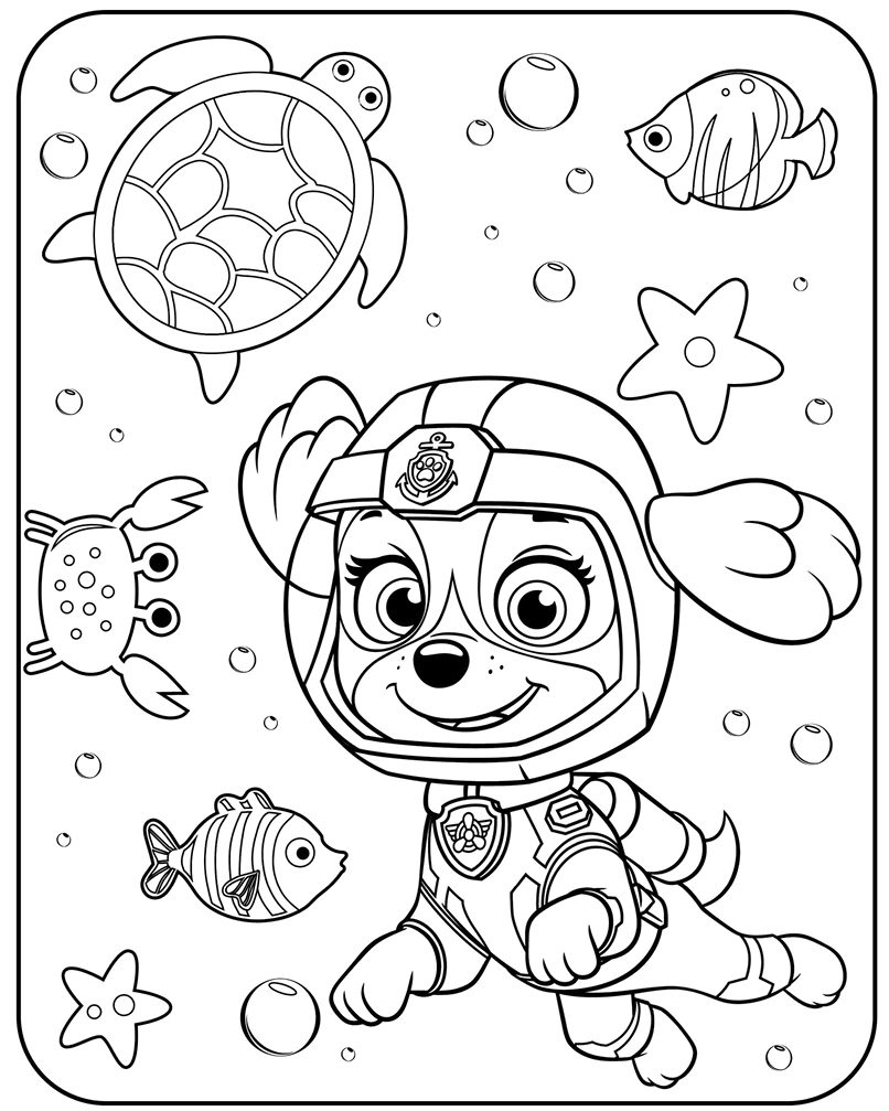 Paw Patrol Printable Coloring Page Skye Underwater Zumipic