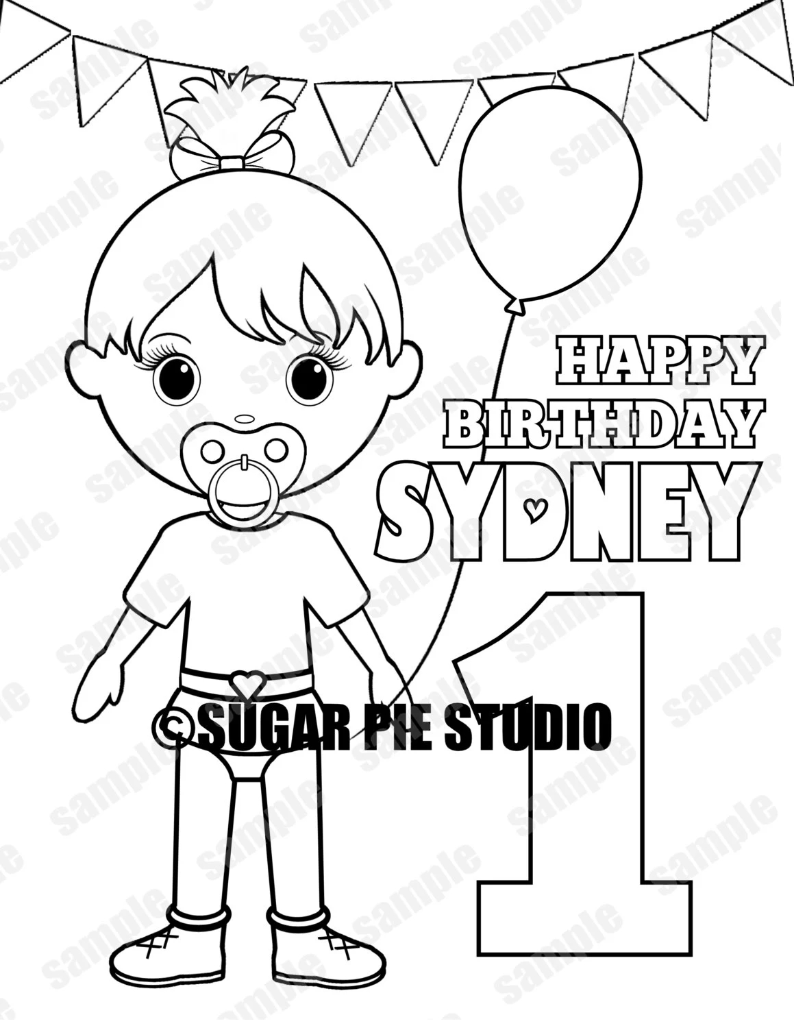 Personalized First Birthday Coloring Page Birthday Party Favor Colouring Activity Sheet Personalized Printable Template Etsy Israel