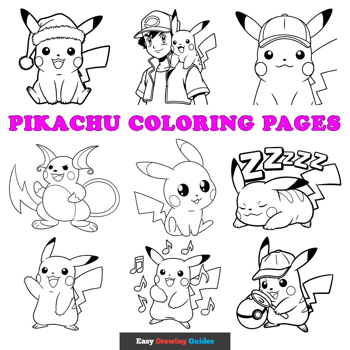 Pikachu Black And White Coloring Pages