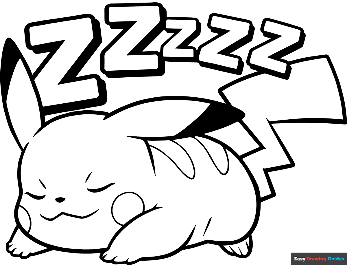 Pikachu Sleeping Coloring Page Easy Drawing Guides