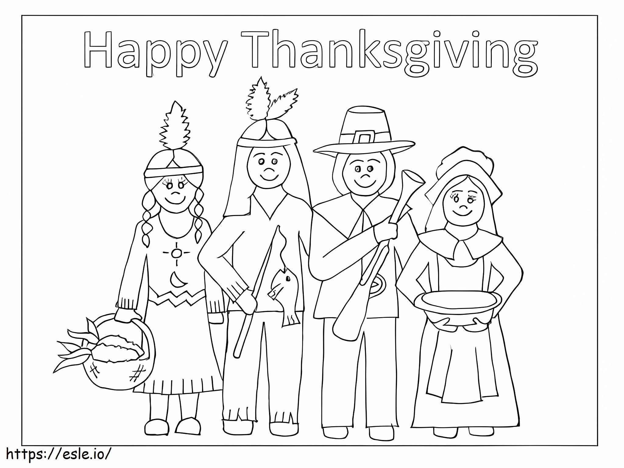 Pilgrims And Native Americans Coloring Page