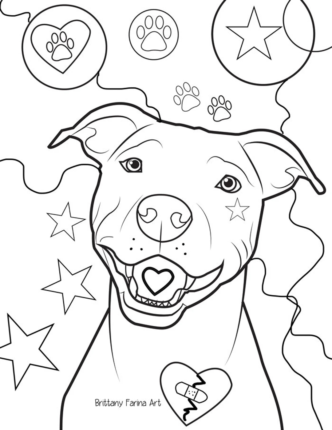 Pitbull Coloring Page Dog Coloring Page Etsy