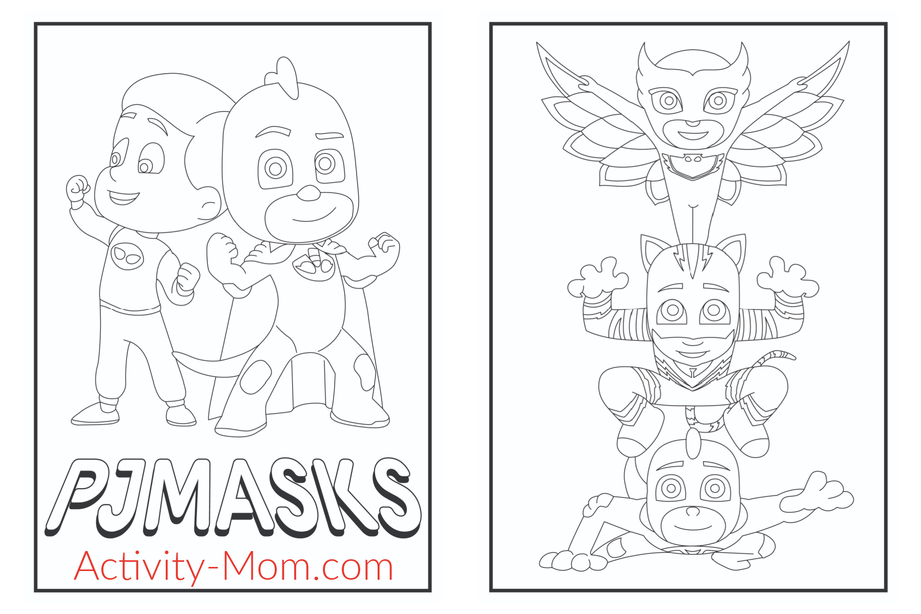 PJ Masks Coloring Pages For Kids free Printable The Activity Mom