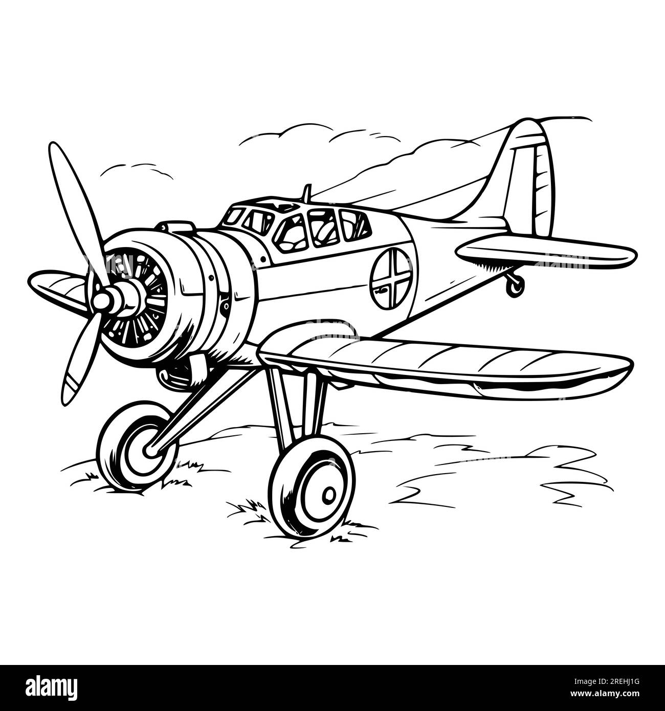 Plane Coloring Pages Drawing For Kids Stock Vector Image Art Alamy