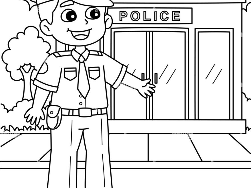 Policeman Coloring Page For Kids Stock Vector Image Art Alamy