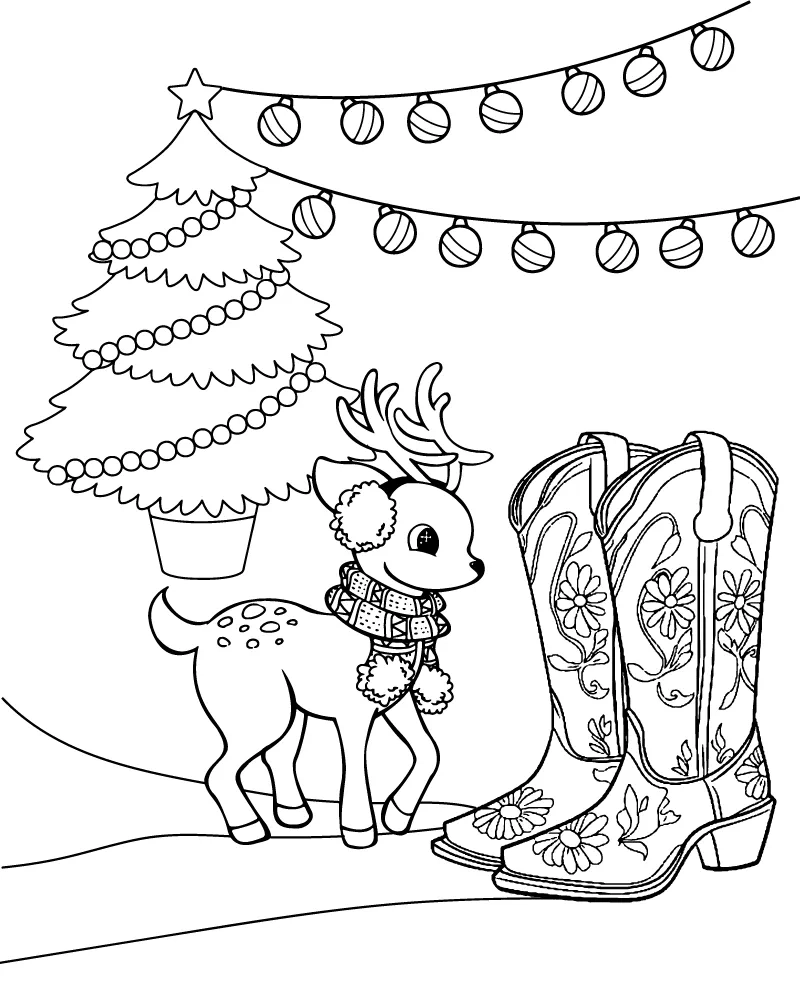 Preppy Christmas Tree Coloring Page