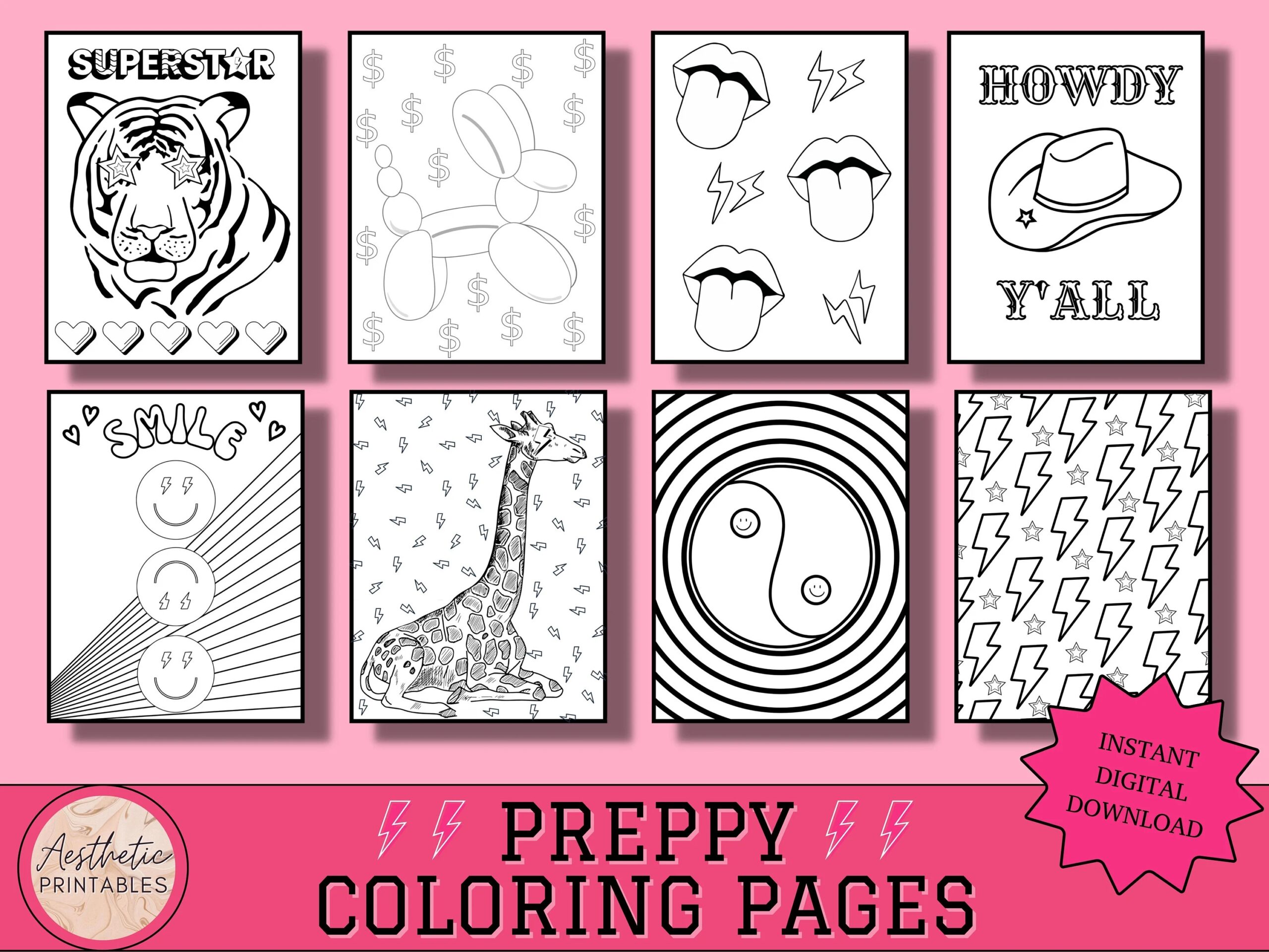 Preppy Coloring Pages Aesthetic Coloring Pages Printable Easy PDF Teen Coloring Sheets Preppy Stuff Coloring Pages For Teens Etsy Preppy Coloring Pages Aesthetic Coloring Pages Printable Easy PDF Teen Coloring Sheets Preppy Stuff Coloring Pages For Teens Etsy