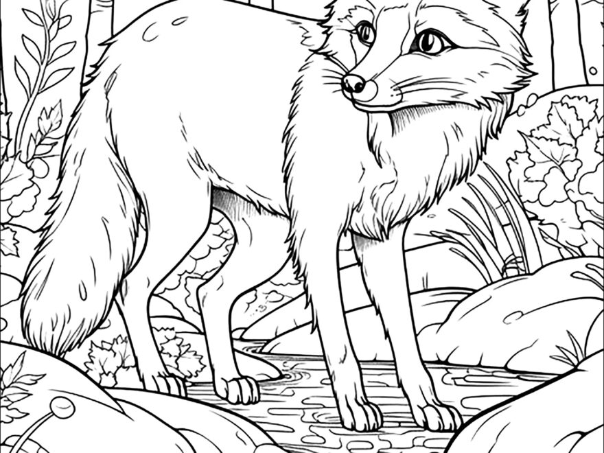 Pretty Fox In The Forest Fox Coloring Pages For Adults