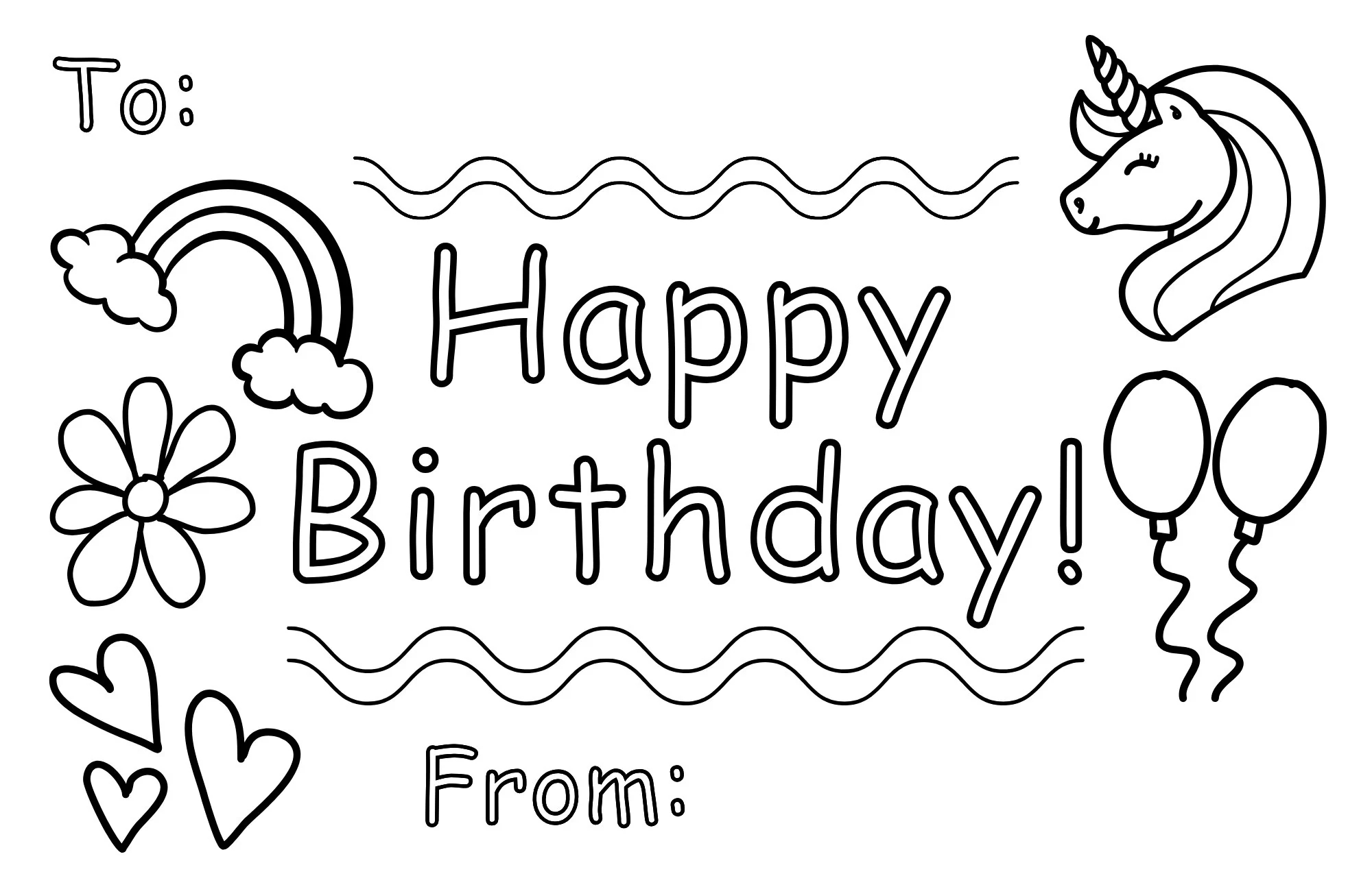 Printable And Coloring Birthday Card For Kids DIY Birthday Card For Kids Coloring Card To Make At Home Pictures To Trace To Make A Card Etsy Israel