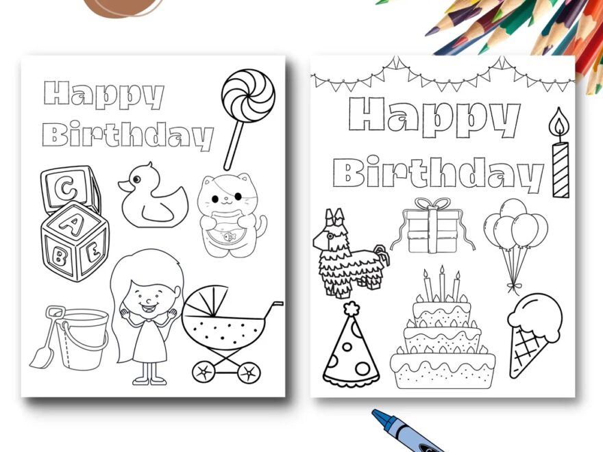 Printable Birthday Coloring Pages Birthday Activity Birthday Coloring For Kids Happy Birthday Coloring Birthday Party Coloring PDF Etsy
