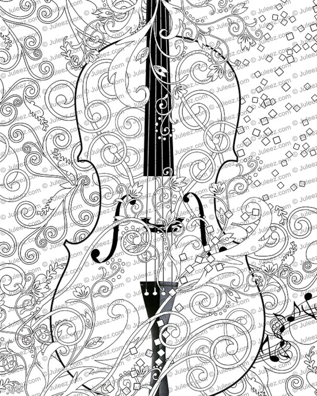 Printable Coloring Poster Adult Coloring Page FREE Violin Art Coloring Poster Line Art Instant Download By Juleez Etsy