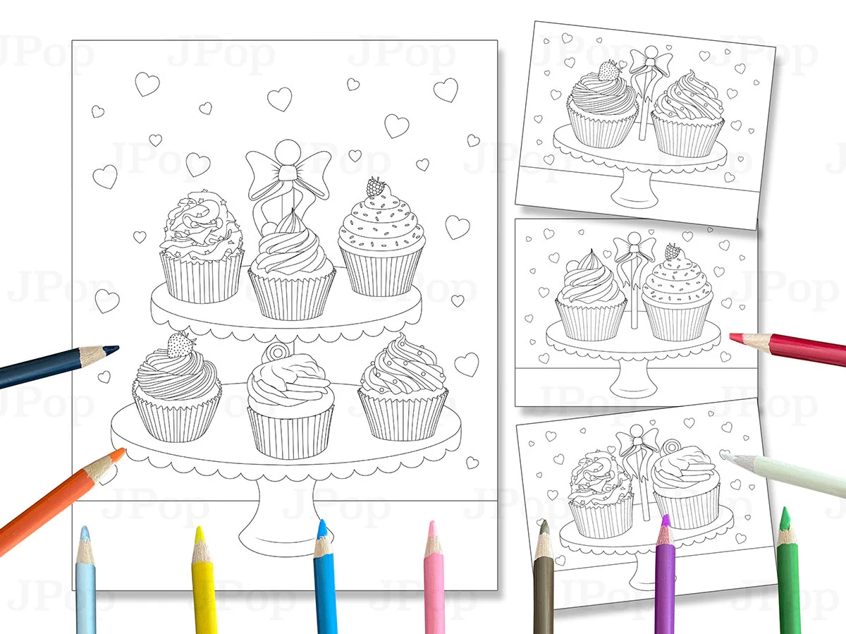 Cupcake Stand Coloring Pages