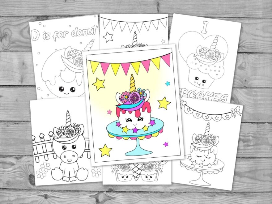 Printable Kawaii Coloring Pages For Kids Kawaii Activity Kids Coloring Sheets Kawaii Unicorn Food Coloring Etsy