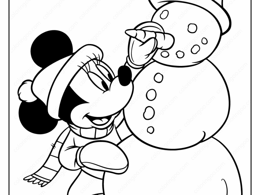 Printable Minnie Mouse Winter Fun Coloring Page