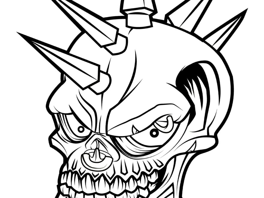Printable Spike Skull Digital Download Gothic Coloring Page Etsy