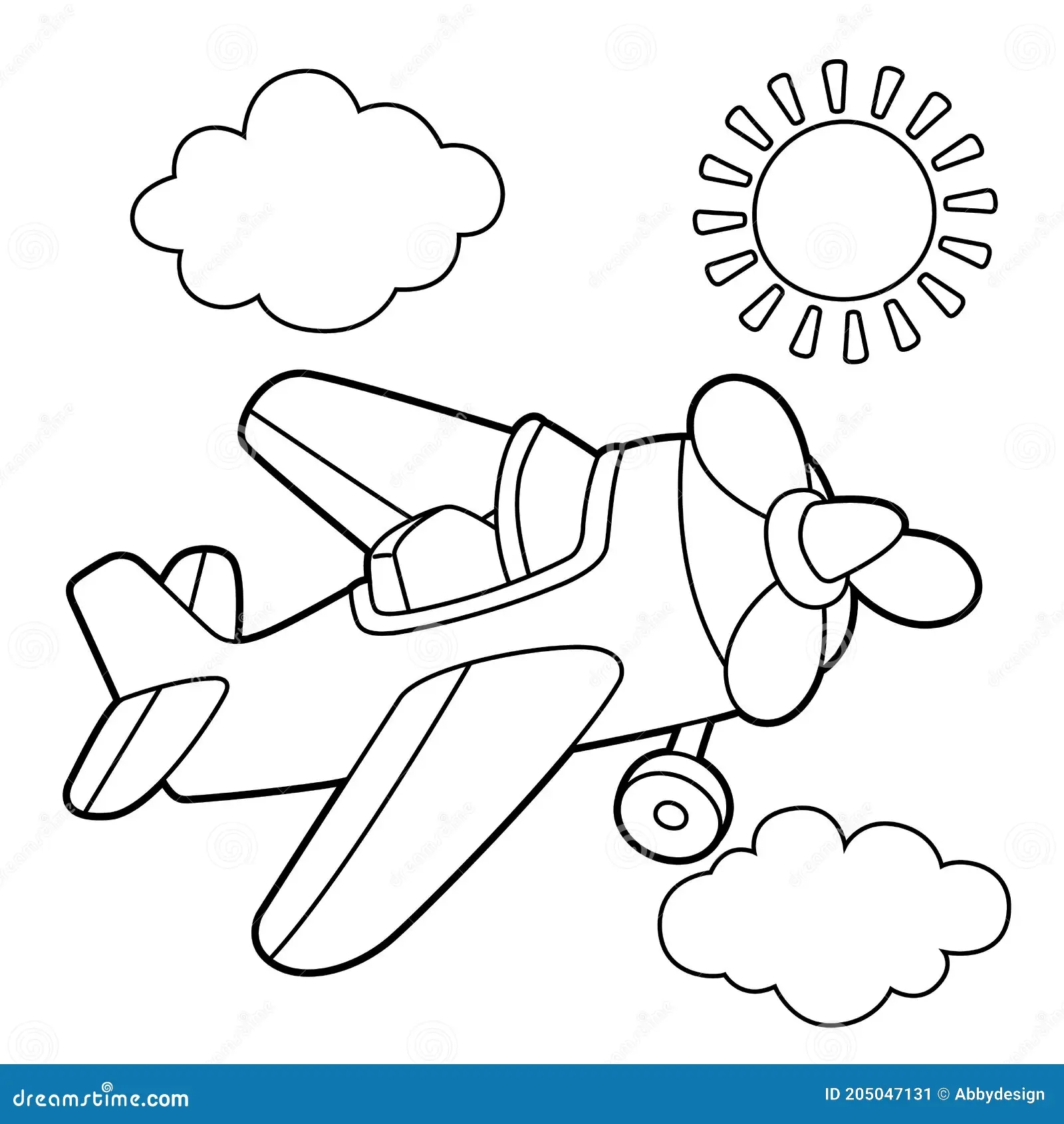 Propeller Plane Coloring Page Stock Illustration Illustration Of Book Happy 205047131