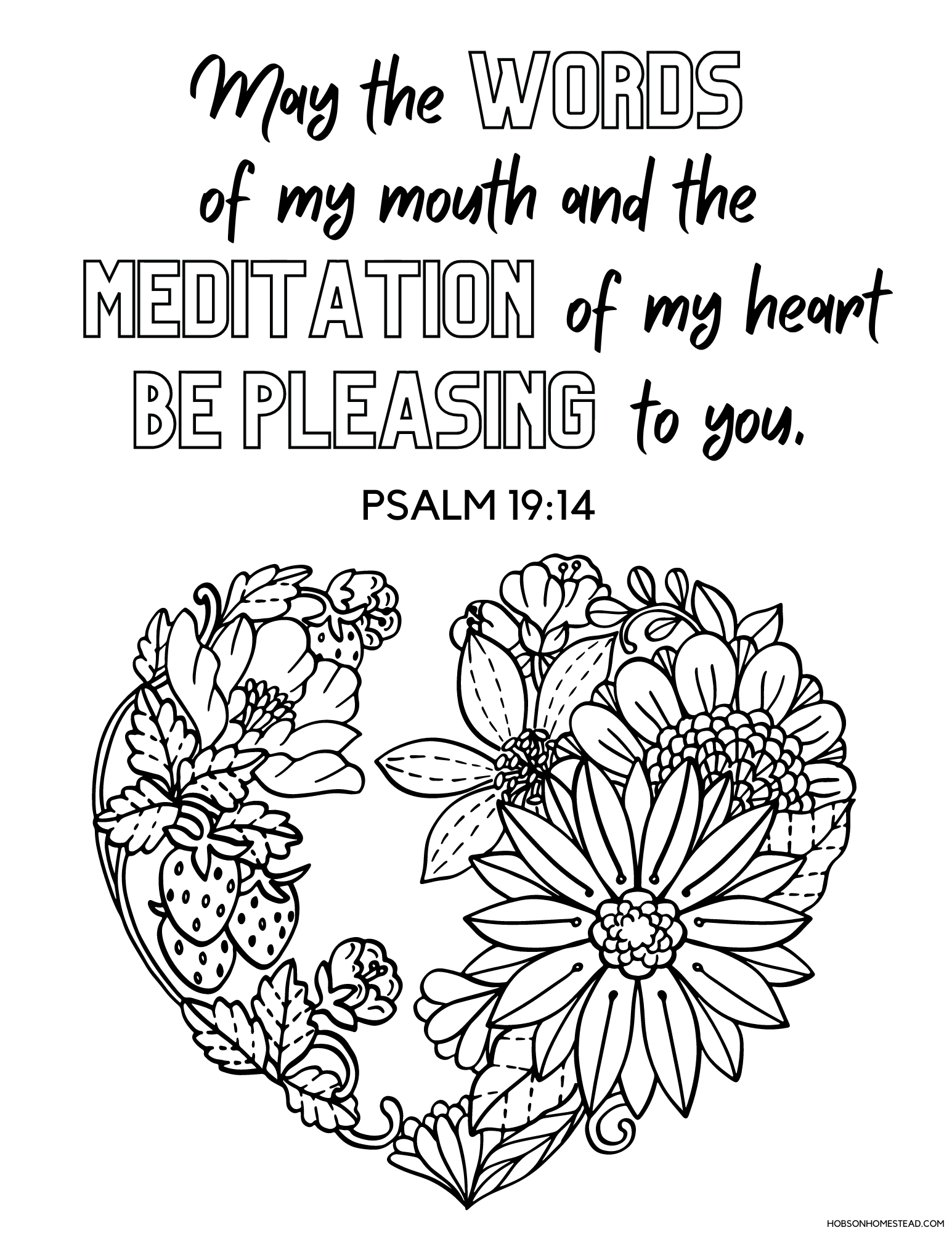 Psalm 19 14 Free Bible Verse Coloring Page The Hobson Homestead
