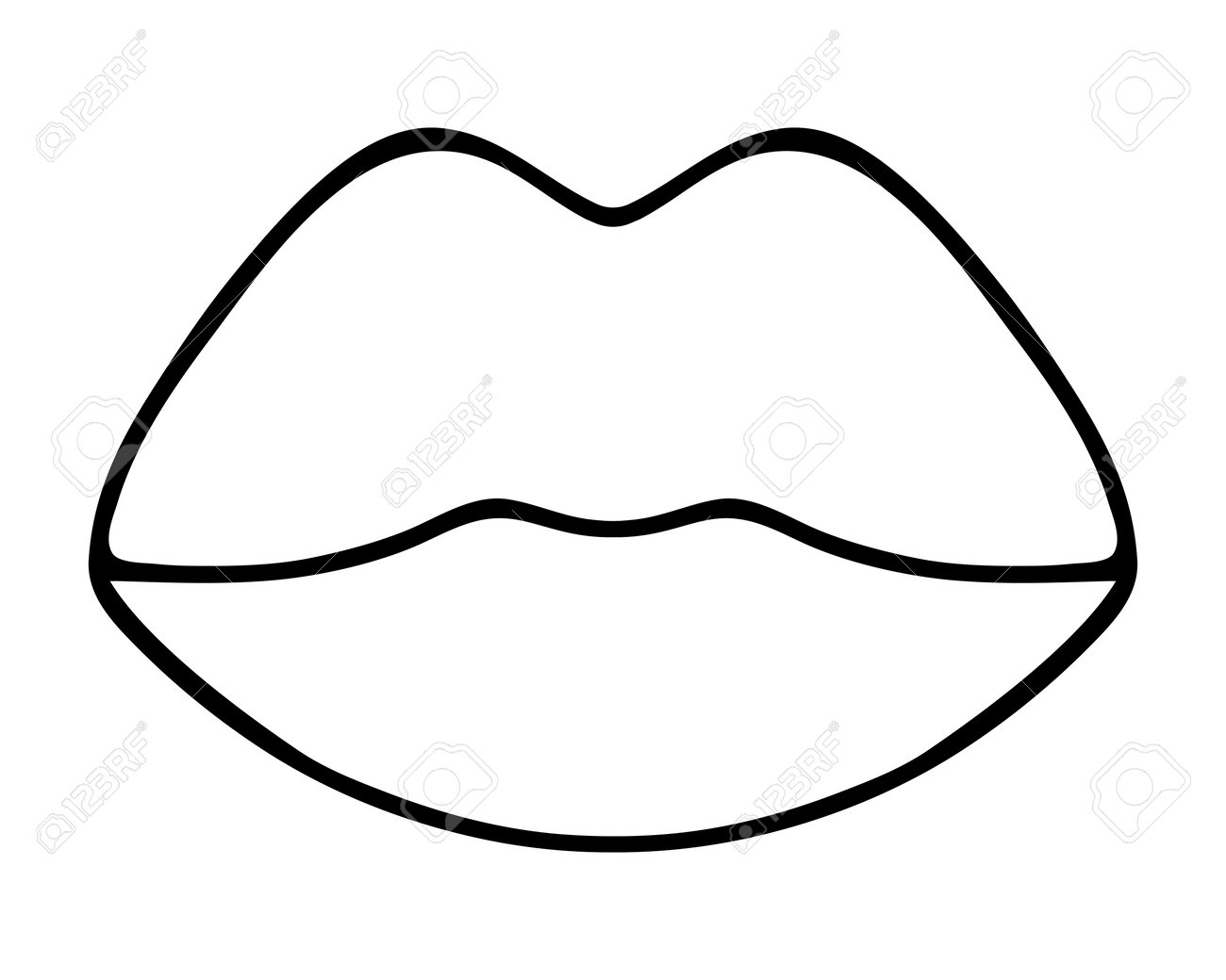 Puffy Lips Sketch Air Kiss The Mouth Is Closed Vector Illustration Coloring Book For Children Doodle Style Outline On Isolated Background Idea For Web Design Invitations Royalty Free SVG Cliparts Vectors And